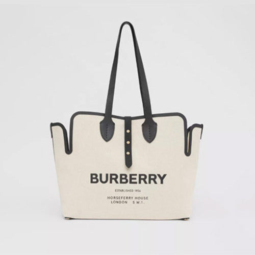 버버리 소프트 코튼 캔버스 쇼퍼백 M 블랙 (한혜진 착용)