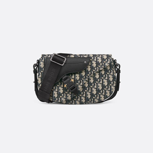 디올 오블리크 새들 스트랩 메신저백 베이지/블랙