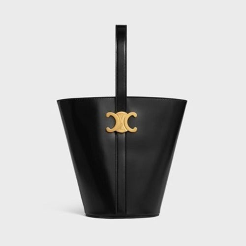 셀린느 샤이니 카프스킨 트리오페 버킷백 블랙