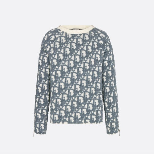 디올 오블리크 버진 울 스웨터 화이트/블루