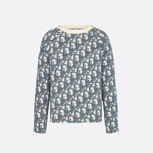 디올 오블리크 버진 울 스웨터 화이트/블루