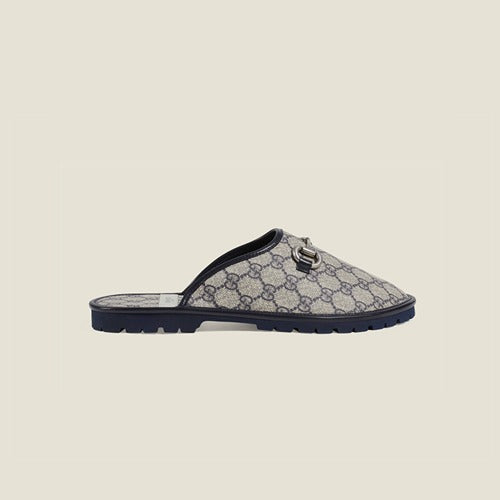 구찌 남성 홀스빗 GG 슬리퍼 블루/베이지 694249