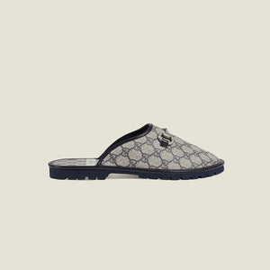 구찌 남성 홀스빗 GG 슬리퍼 블루/베이지 694249