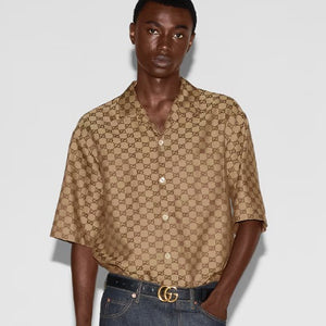 구찌 GG 리넨 혼방 캔버스 반소매 셔츠 742707