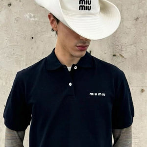 미우미우 로고 자수 PK 반팔티 2color (기은세,채정안,전소니,모모,이시영,민니 착용)