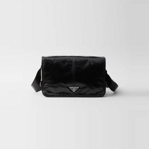 프라다 트라이앵글 로고 가죽 숄더백 블랙 2VD073