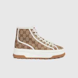 구찌 테니스 1977 GG 수프림 캔버스 하이탑 스니커즈 베이지