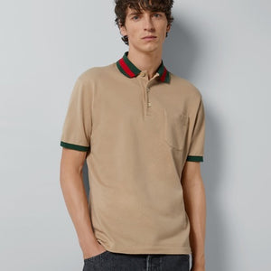 구찌 웹 카라 코튼 피케 폴로 반팔티 2color