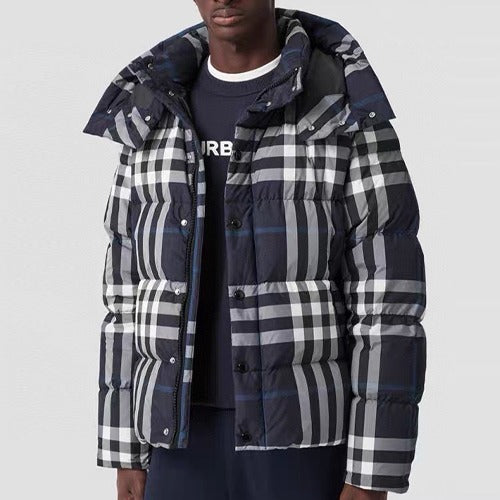 버버리 래릭 체크 후드 다운 패딩 자켓