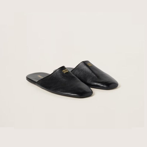미우미우 가죽 슬리퍼 블랙 5S322E