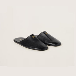 미우미우 가죽 슬리퍼 블랙 5S322E