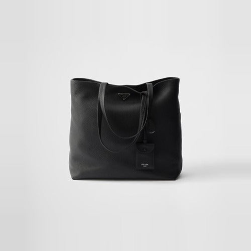 프라다 메탈 로고 가죽 토트백 블랙 2VG130