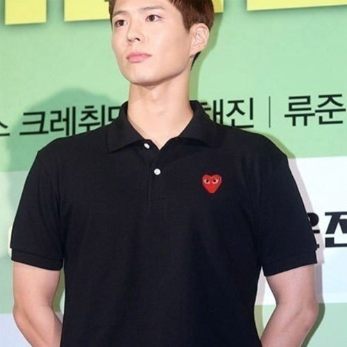 [국내배송/당일출고] 꼼데가르송 레드 하트 폴로 반팔 셔츠 2color (박보검 착용)