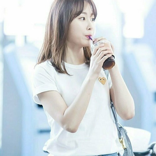 [국내배송/당일출고] 꼼데가르송 골드와펜 반팔티 화이트 (안소희,세븐틴 정한,정연,서현진 외 착용)