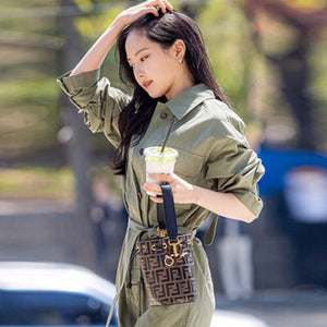펜디 몬트레조 레더 미니 버킷백 브라운 (손나은,로제,제시카 착용)