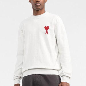 [국내배송] 아미 하트 로고 자수 라운드 남성 니트 2color