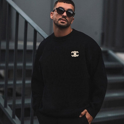 [국내배송/당일출고] 셀린느 트리오페 패치 로고 니트 블랙