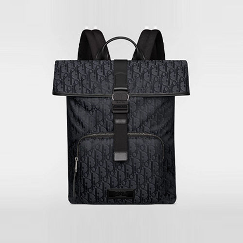 디올 트렉 지퍼 롤탑 백팩 블랙