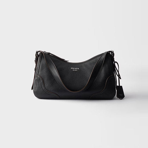 프라다 로고 에메 라지 가죽 숄더백 블랙 1BC280