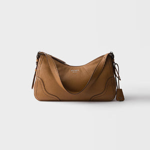 프라다 로고 에메 라지 가죽 숄더백 브라운 1BC280