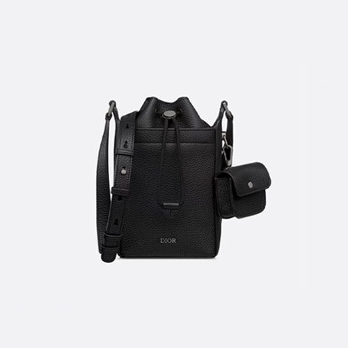 디올 그레인 송아지 가죽 미니 버킷백 블랙