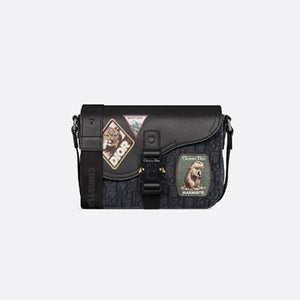 디올 오블리크 새들 스몰 플랩 스트랩백 블랙