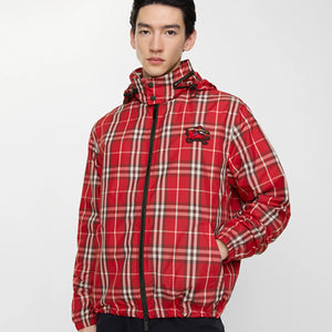 버버리 EKD 체크 경량 재킷 레드