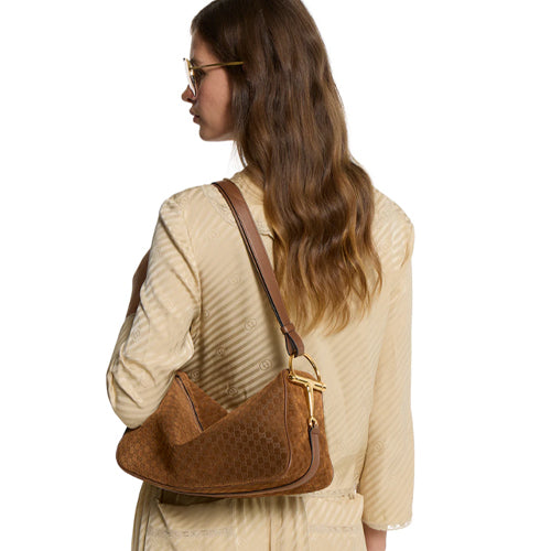 구찌 하프 홀스빗 스웨이드 미디엄 숄더백 브라운 860787