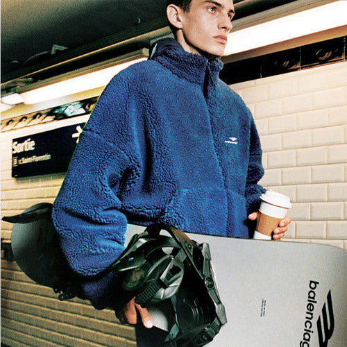 발렌시아가 3B 스포츠 아이콘 스키 집업 재킷 블루