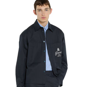 구찌 프린트 코튼 트윌 셔츠 블랙 851711