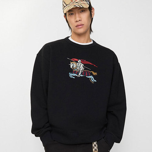 [국내배송] 버버리 EKD 컬러 자수 코튼 스웨트셔츠 블랙